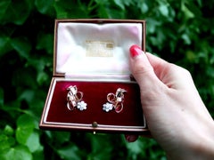 Antique 1.00 Carat Diamond Rose Gold Clip on Earrings