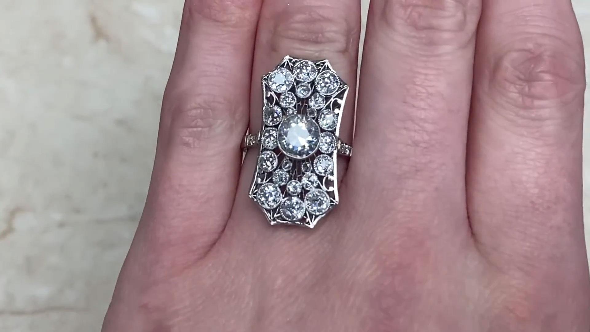 Women's Antique OId European Cut Diamond Ring (Approx. 1-Carat), Platinum, Circa 1910 For Sale