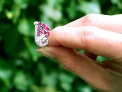 Antike Platin-Ohrringe mit 1,00 Karat Rubin und Diamant