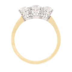 Antique 1.00 Carat Three-Stone Old Cut Diamond Ring, circa 1920s
