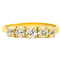 Antique 1.00 Ctw. Five Stone Diamond Band in 14kt Yellow Gold