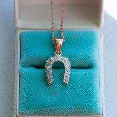 Antique 1.00 GH SI Oldmine Cut Diamond Horseshoe Pendant