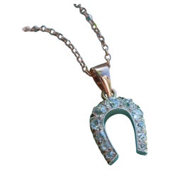 Antique 1.00 GH SI Oldmine Cut Diamond Horseshoe Pendant