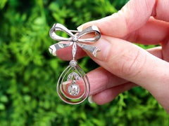 Antique 1.00Ct Diamond and 14k Yellow Gold Bow Brooch / Pendant Circa 1920