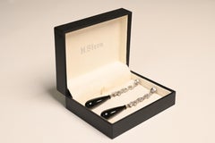 Antique Onyx and Diamond Earrings. Long Polished Onyx Drops Earrings Platinum