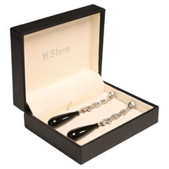 Diamant antique  Boucles d'oreilles en Onyx (environ 1 carat) et Onyx poli, platine