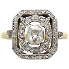 Antique 1.01 Carat Diamond and Yellow Gold Platinum Set Cocktail Ring circa 1910