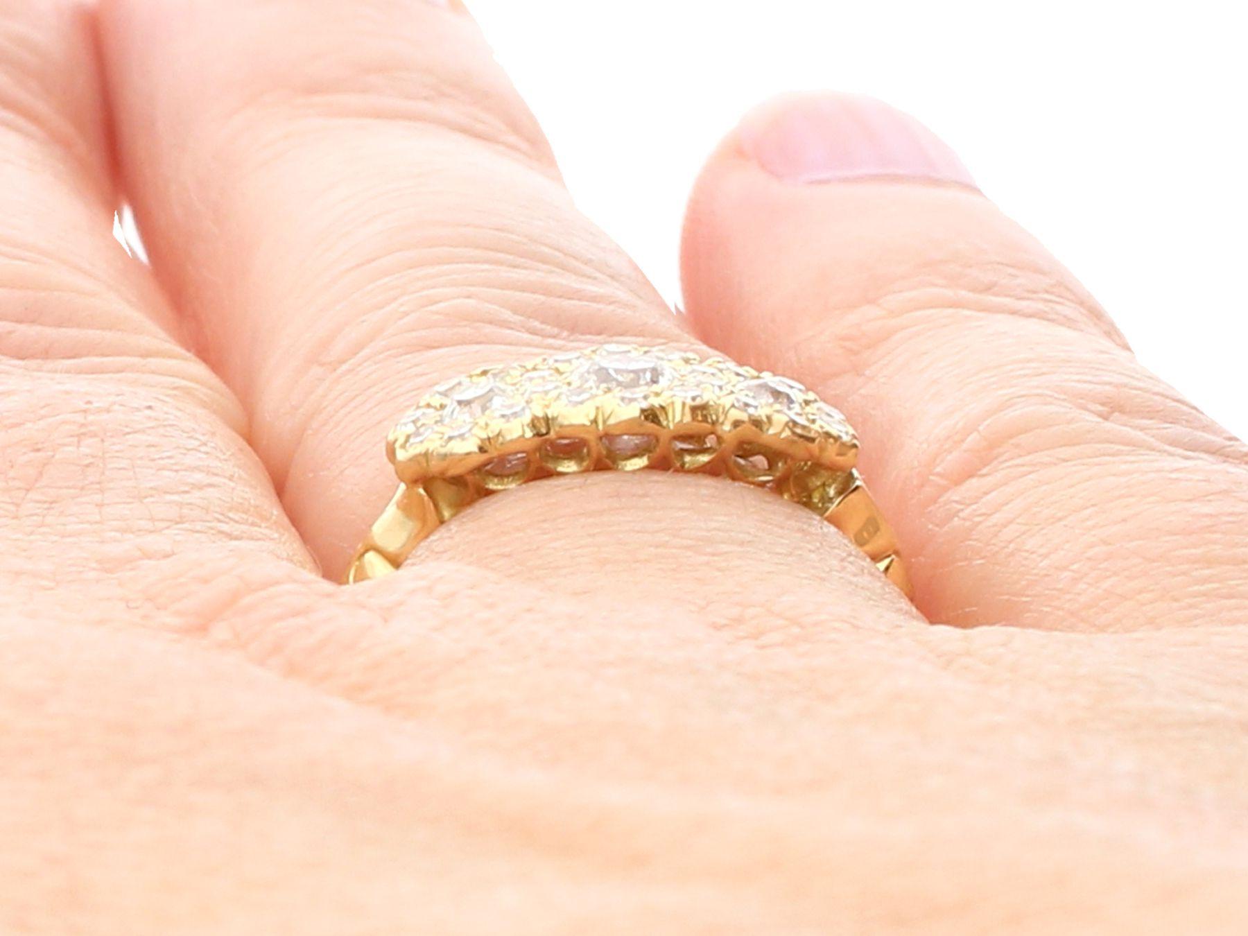 Antique 1.01 Carat Diamond and Yellow Gold Trilogy Cluster Ring, Circa 1910 For Sale 2