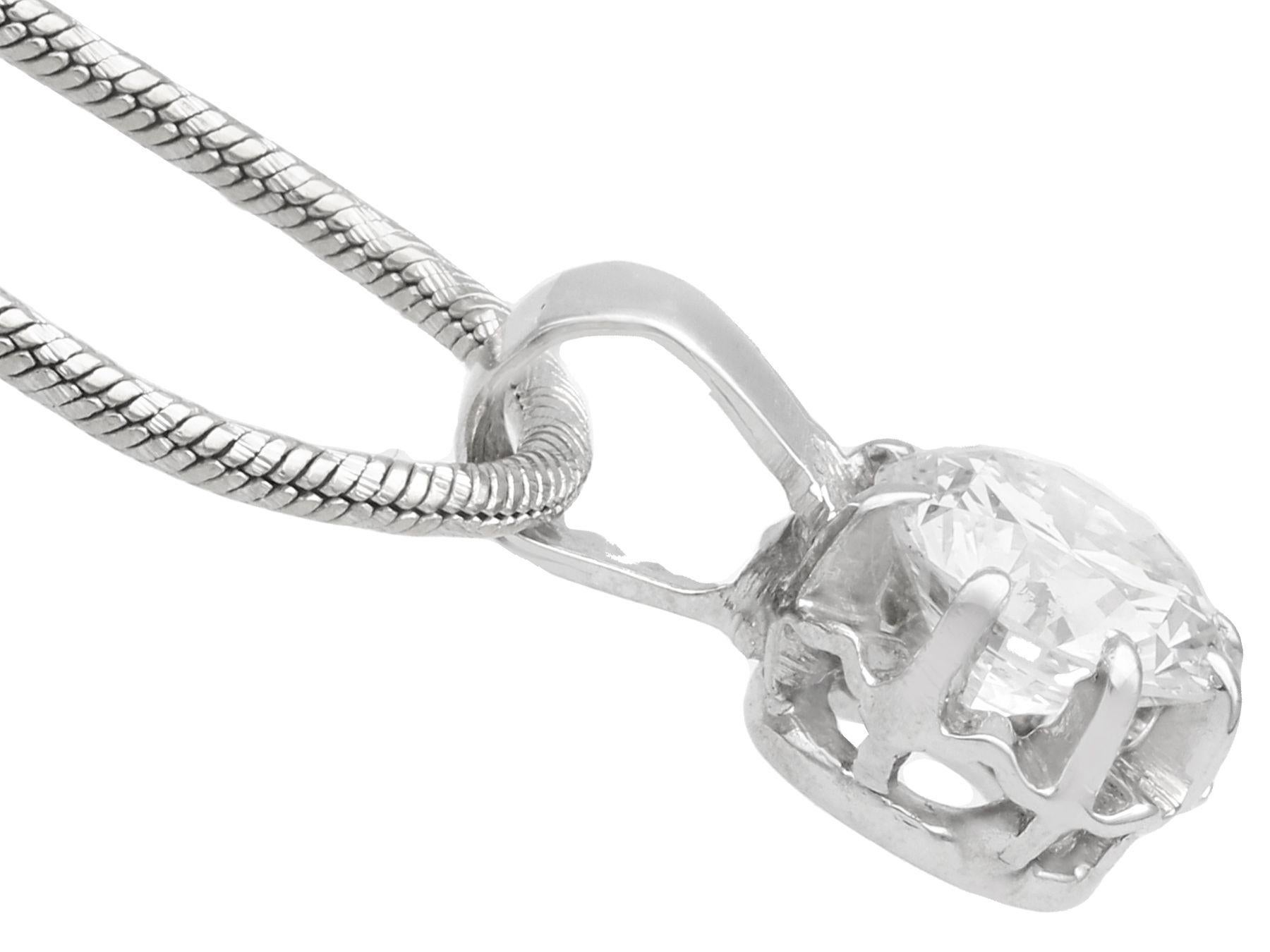 Women's or Men's Antique 1.01 Carat Diamond and 15 Carat White Gold Pendant For Sale