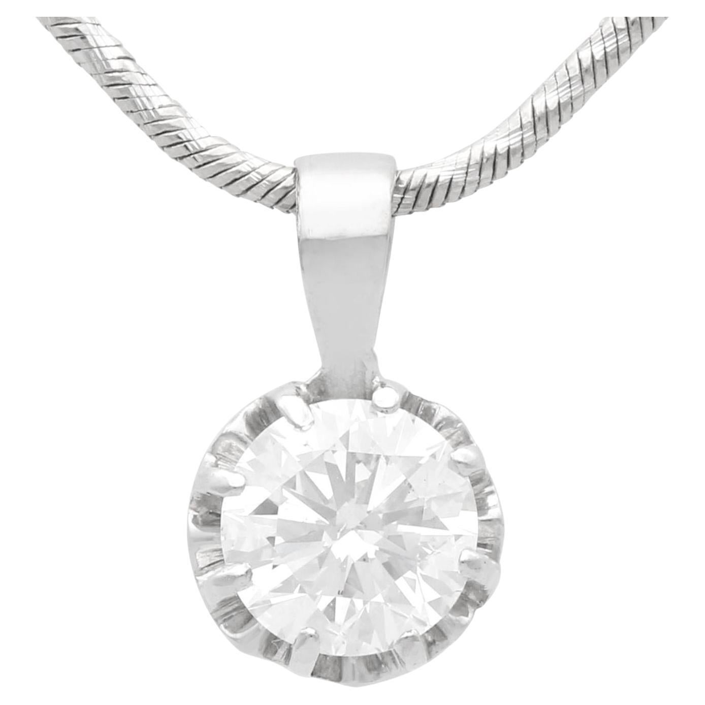 Antique 1.01 Carat Diamond and 15 Carat White Gold Pendant