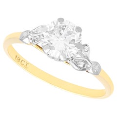 Bague solitaire ancienne en or jaune 18 carats et diamants 1,01 carat, c. 1930