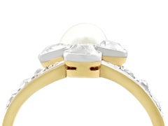 Antique 1.02 Carat Diamond and Pearl Yellow Gold Cocktail Ring