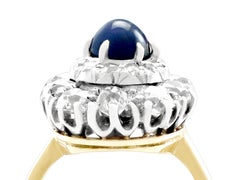 Antique 1.02 Carat Sapphire 1.83 Carat Diamond Gold Cluster Ring
