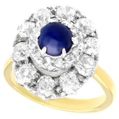Antiker 1,02 Karat Saphir 1,83 Karat Diamant Gold Cluster-Ring
