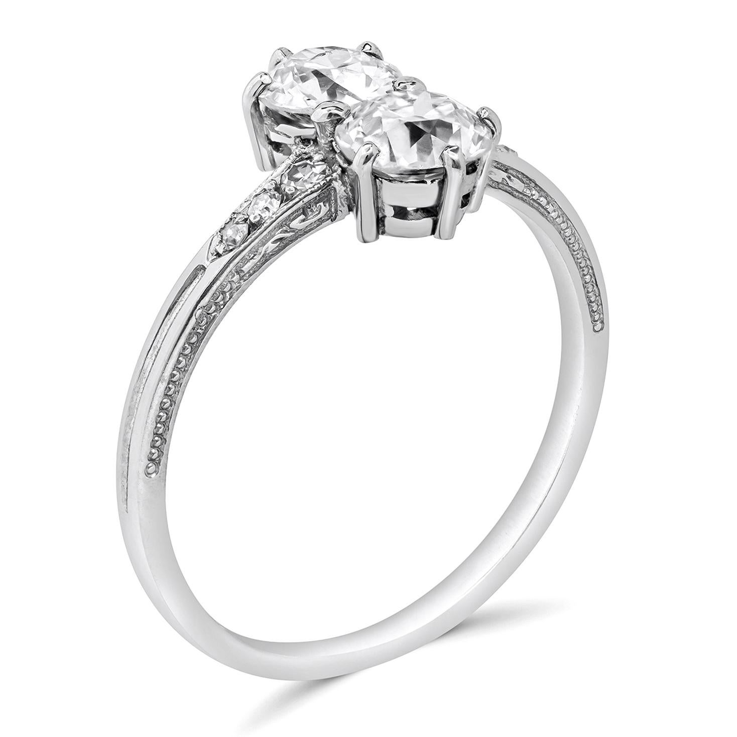 Antiker 1,02 Karat Diamant-Verlobungsring mit doppeltem alteuropäischem Schliff (Edwardian) im Angebot