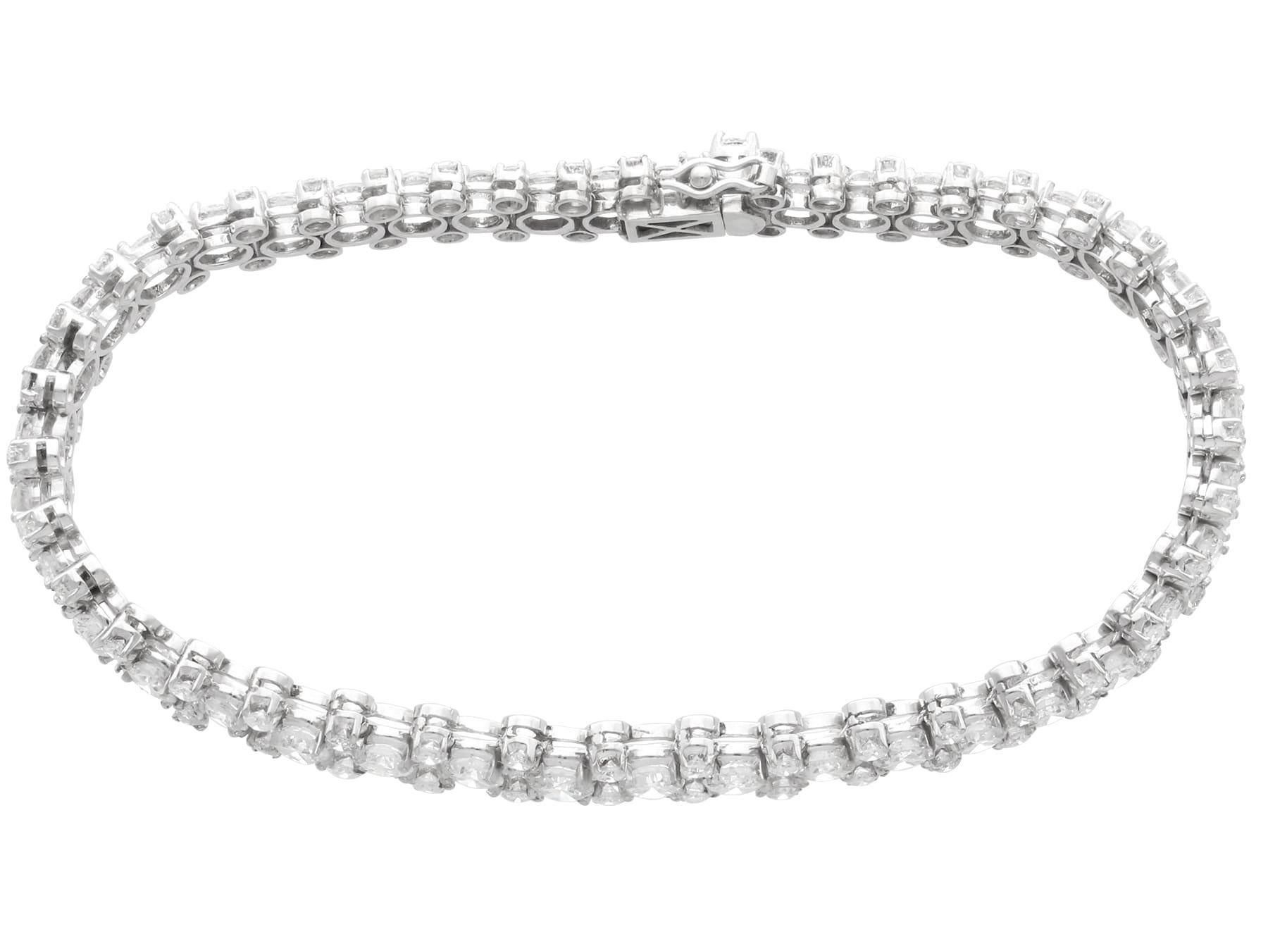 da uomo o donna Antico bracciale con diamanti da 10,28 carati e oro bianco 18k Circa 1920 in vendita