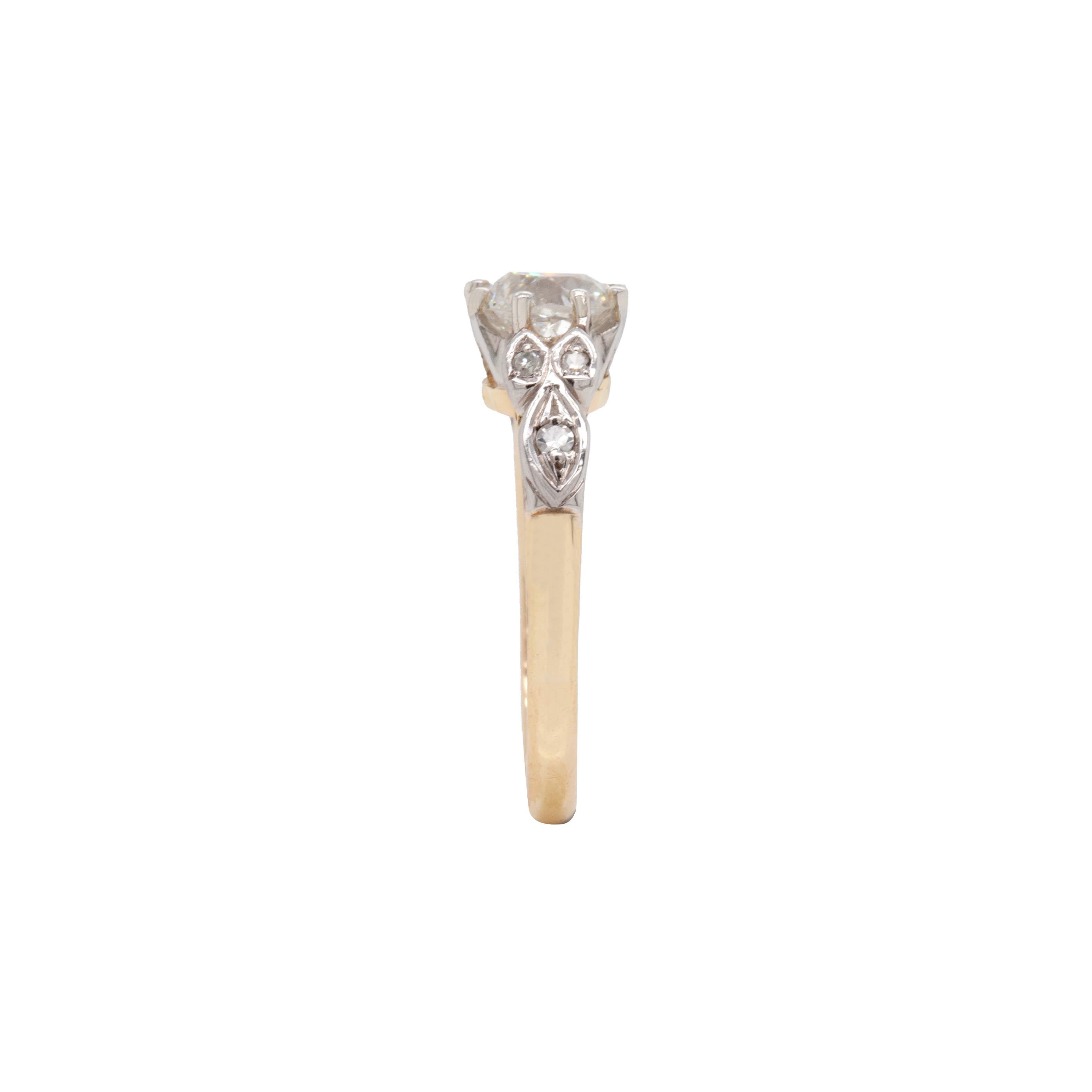 Antique 1.02ct Old Mine Cut Diamond 18K White Gold & Platinum Engagement Ring In Good Condition For Sale In London, GB