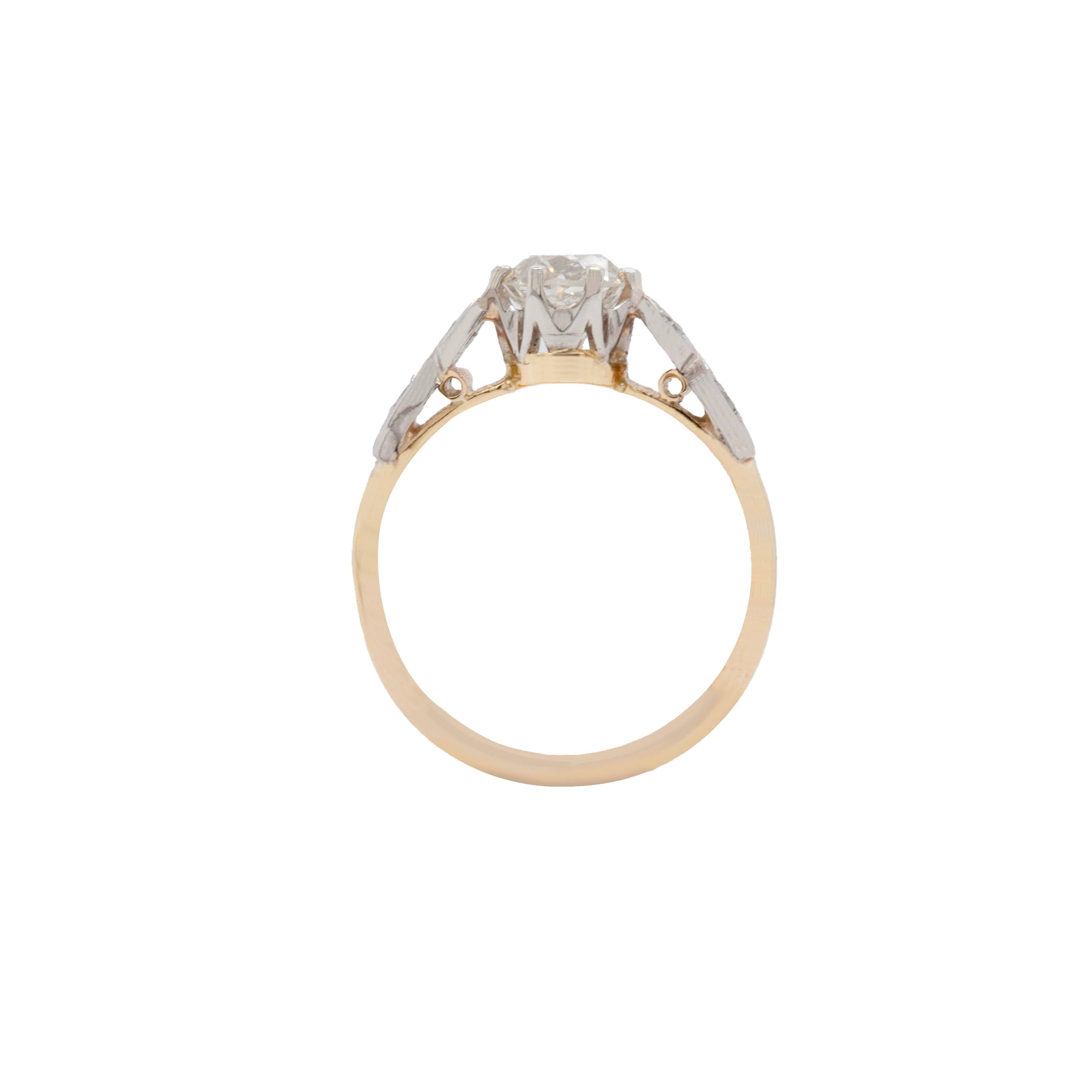 Women's Antique 1.02ct Old Mine Cut Diamond 18K White Gold & Platinum Engagement Ring For Sale