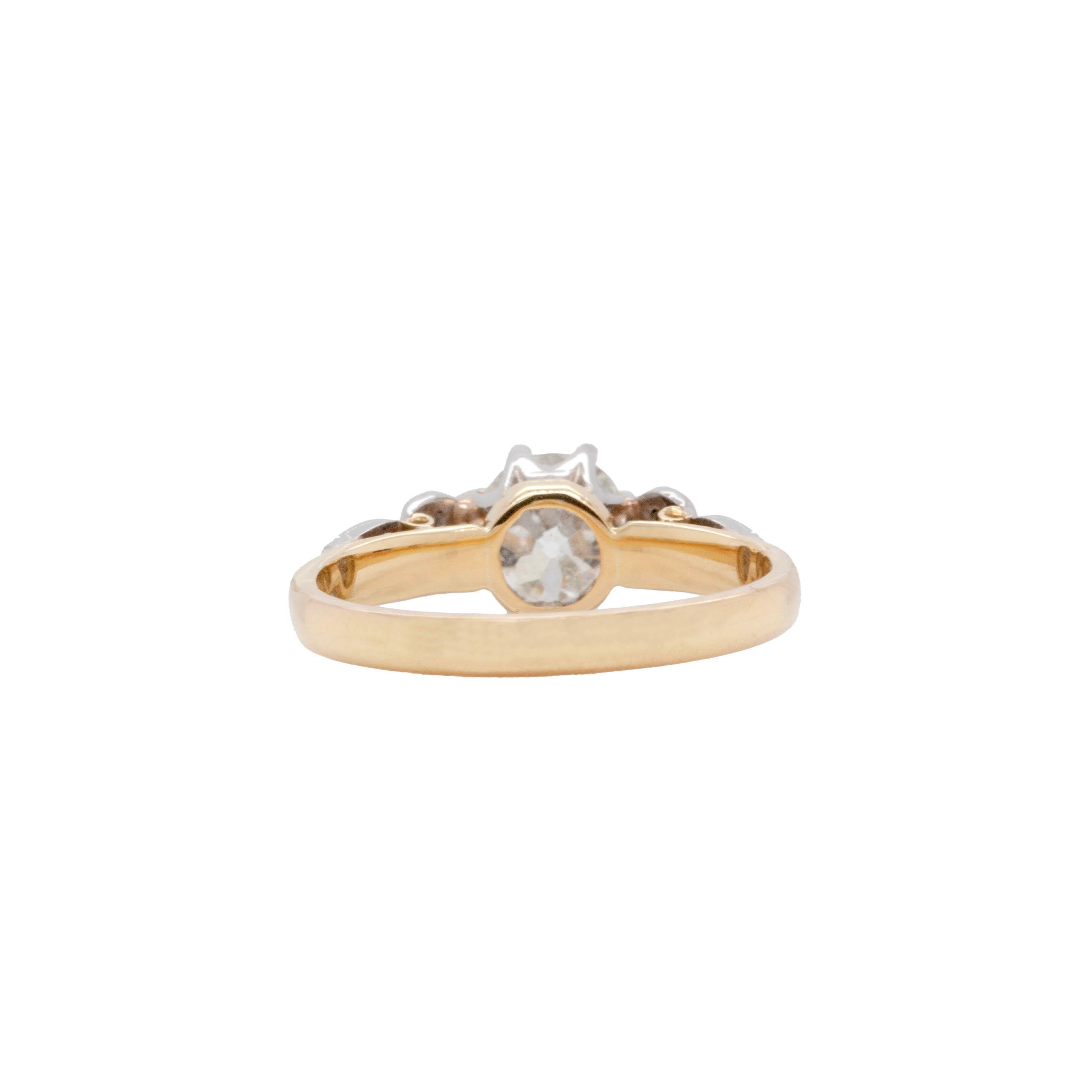 Antique 1.02ct Old Mine Cut Diamond 18K White Gold & Platinum Engagement Ring For Sale 1