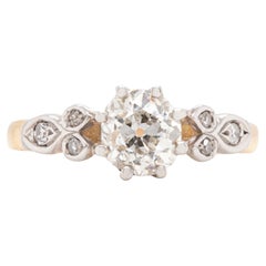 Antique 1.02ct Old Mine Cut Diamond 18K White Gold & Platinum Engagement Ring