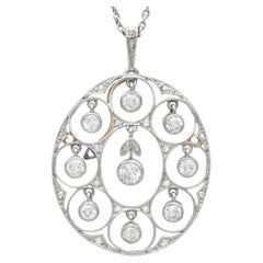 Ciondolo antico in platino con diamante da 1,03 carati, risalente al 1920 circa