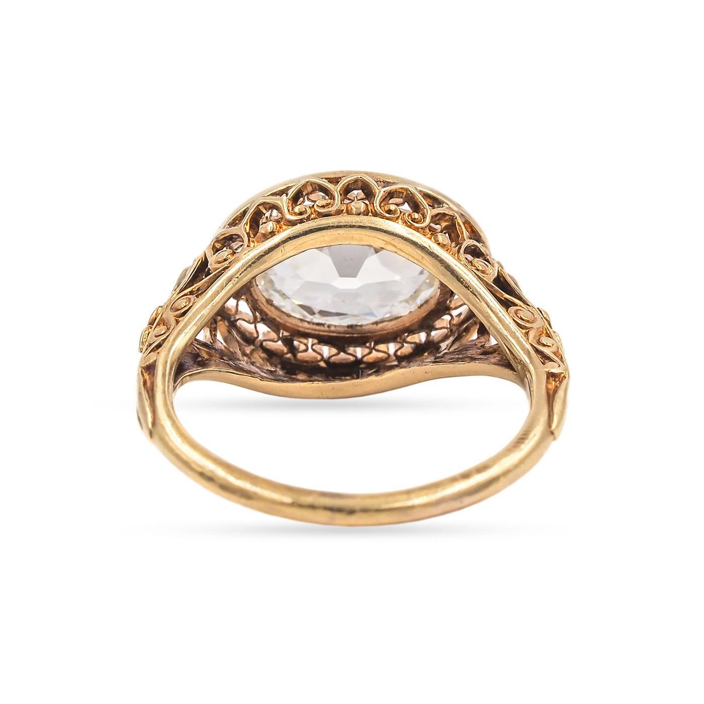 Edwardian Antique 1.03 Carat Oval Cut Diamond Engagement Ring