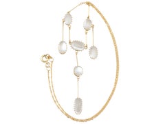 Antique 10.35 Carat Cabochon Cut Moonstone and Yellow Gold Pendant Drop Necklace