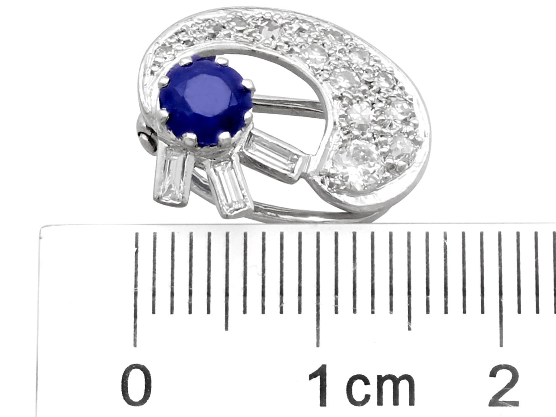 Pendientes de clip de oro blanco con zafiro antiguo de 1,04 quilates y diamante de 1,75 quilates en venta 3