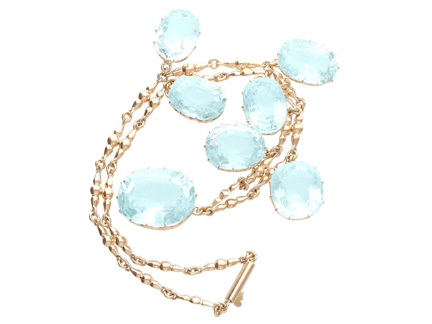 Antique 104.26 Carat Aquamarine and Rose Gold Necklace, circa 1920 In Excellent Condition For Sale In Jesmond, Newcastle Upon Tyne