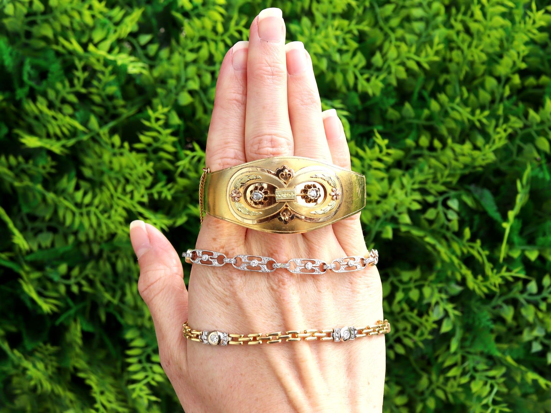 Bracciale antico con diamanti da 1,05 carati e oro giallo incastonato in platino In condizioni ottime in vendita a Jesmond, Newcastle Upon Tyne