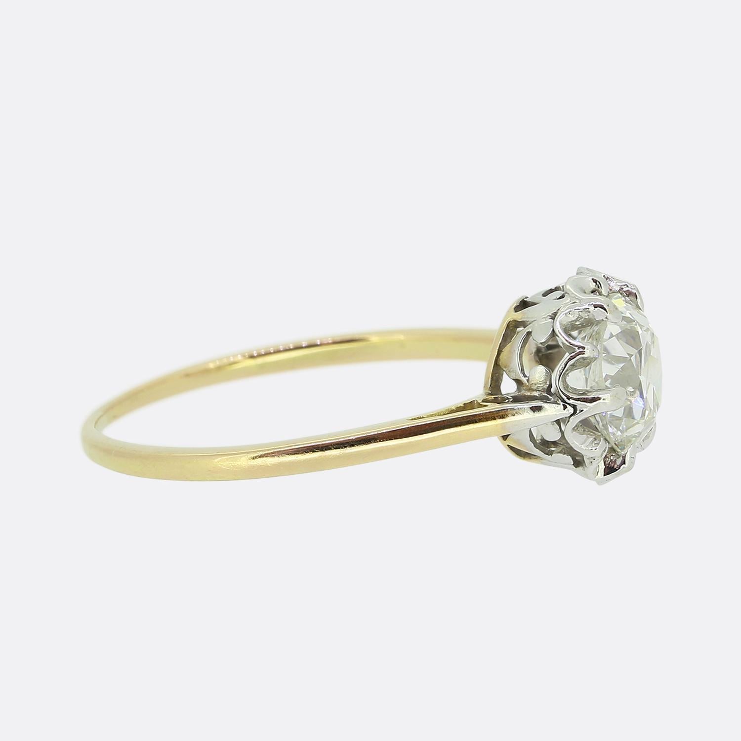 Edwardian Antique 1.05 Carat Diamond Solitaire Ring For Sale