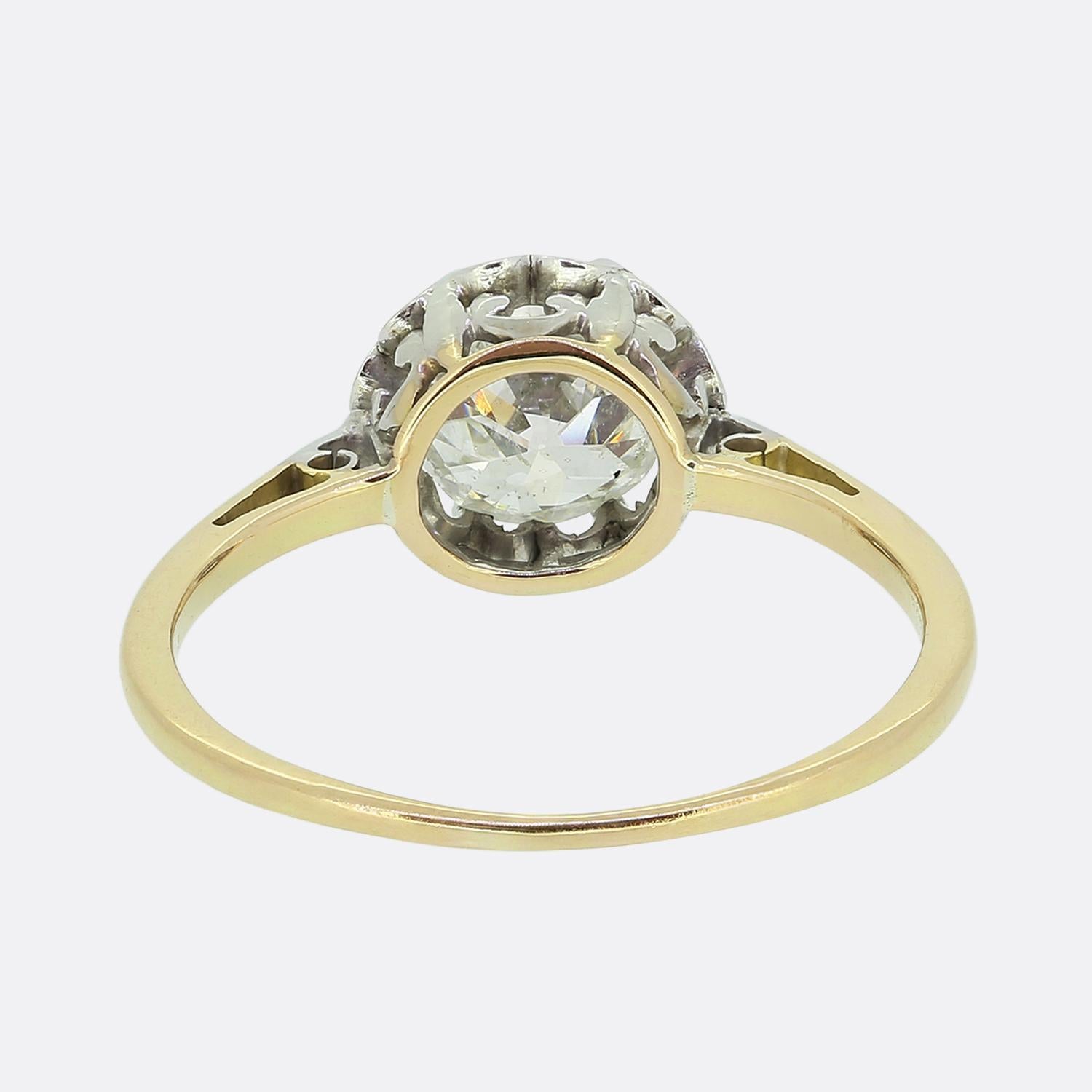 Taglio antico europeo Anello antico con diamante solitario da 1,05 carati in vendita