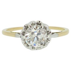 Bague solitaire ancienne avec diamants de 1,05 carat