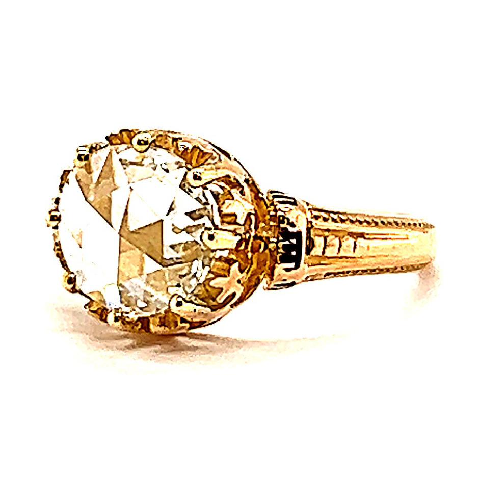 Women's or Men's Antique 1.06 Carat Rose Cut Diamond 18 Karat Enamel Solitaire Engagement Ring