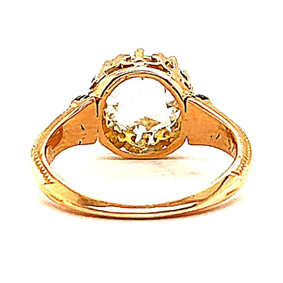 Antique 1.06 Carat Rose Cut Diamond 18 Karat Enamel Solitaire Engagement Ring 1