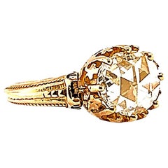 Antique 1.06 Carat Rose Cut Diamond 18 Karat Enamel Solitaire Engagement Ring