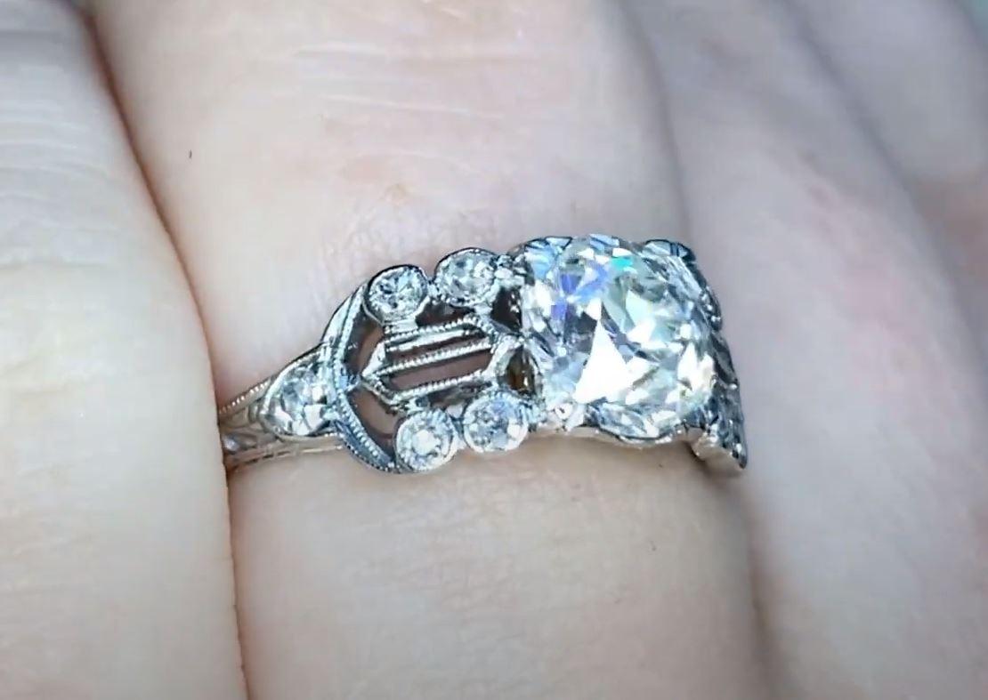 Antique 1.06ct Old European Cut Diamond Engagement Ring, I Color, Platinum  For Sale 1