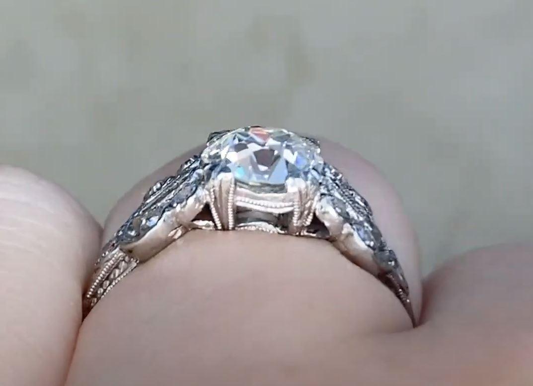 Antique 1.06ct Old European Cut Diamond Engagement Ring, I Color, Platinum  For Sale 3