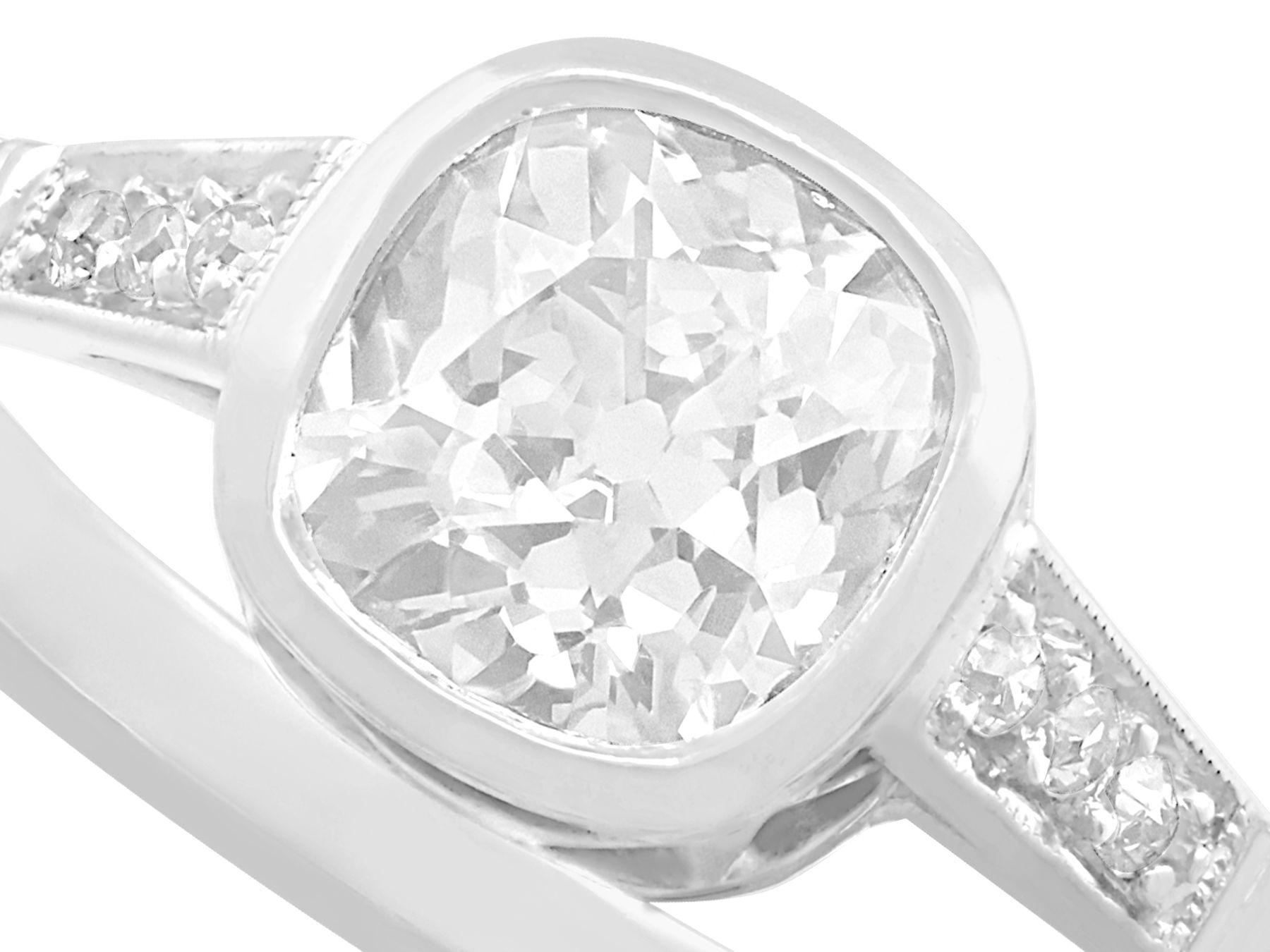 Antiker 1,07 Karat Diamant und Weißgold Solitär-Ring (Alteuropäischer Schliff) im Angebot