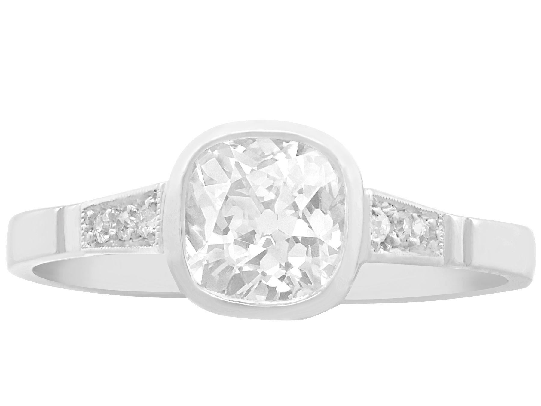 Old European Cut Antique 1.07 Carat Diamond and White Gold Solitaire Ring For Sale