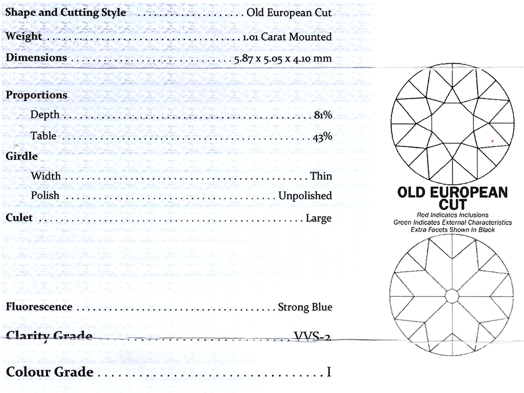 Antiker 1,07 Karat Diamant und Weißgold Solitär-Ring im Angebot 4