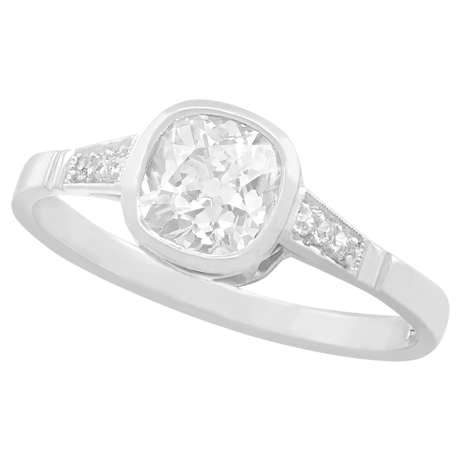 Antique 1.07 Carat Diamond and White Gold Solitaire Ring For Sale