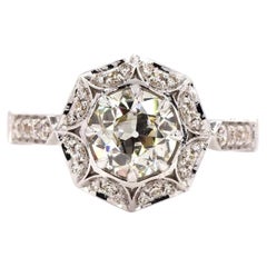 Antique 1.07 Carat Old European Cut Diamond Gold Ring