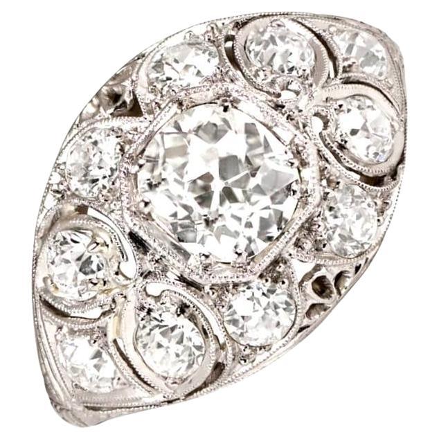 Bague de fiançailles ancienne en diamant taille coussin de 1,08 carat, couleur I, vers 1910 en vente