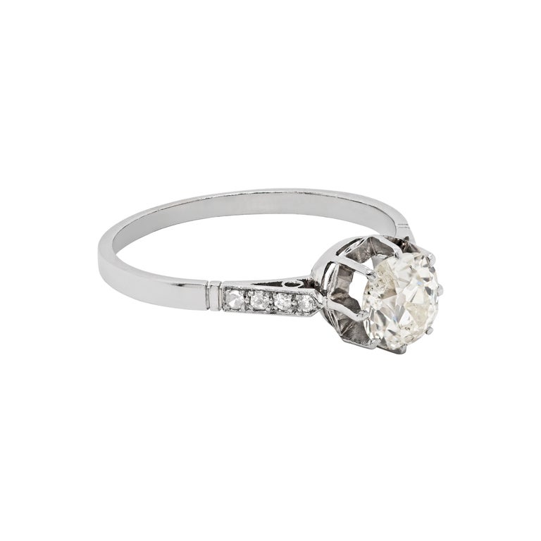 Antique 1.09 Carat Old Cut Diamond Platinum Engagement Ring, circa 1910 ...