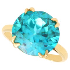Antiguo anillo solitario de circonio alto de 10,90 quilates y oro amarillo de 18 quilates Circa 1910