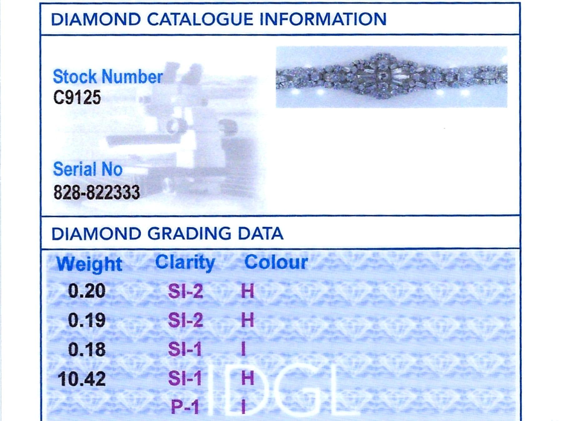 Antique 10.99 Carat Diamond and Platinum Bracelet Circa 1930 For Sale 7