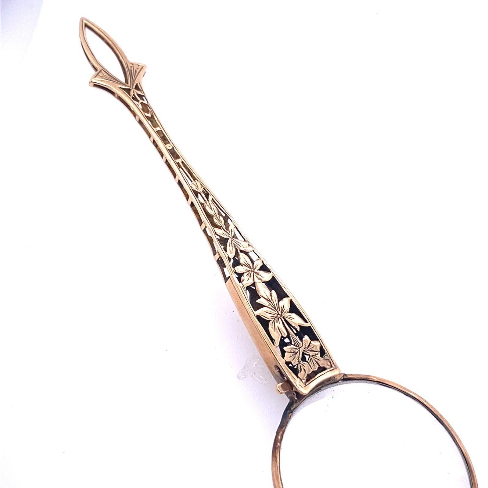 Antique 10ct Gold Lorgnette Reading Glasses In Excellent Condition For Sale In London, GB