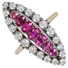 Vintage 1.0ct Oval Cut Burmese Ruby Cocktail Ring, Diamond Halo, 18k Yellow Gold