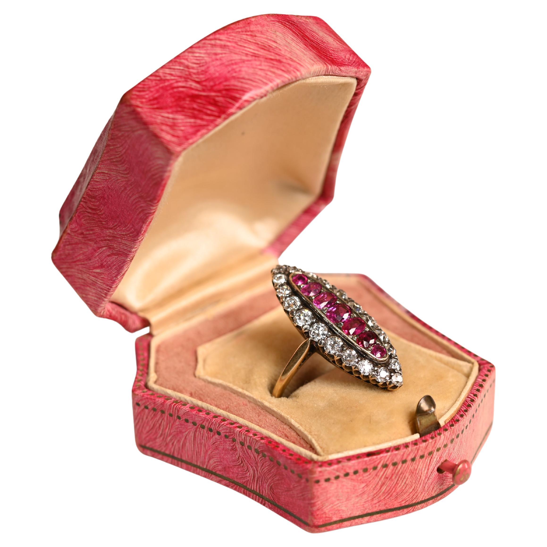 Antique Oval Cut Burmese Ruby Diamond (Approx 1-Carat) Halo Ring 18k Yellow Gold